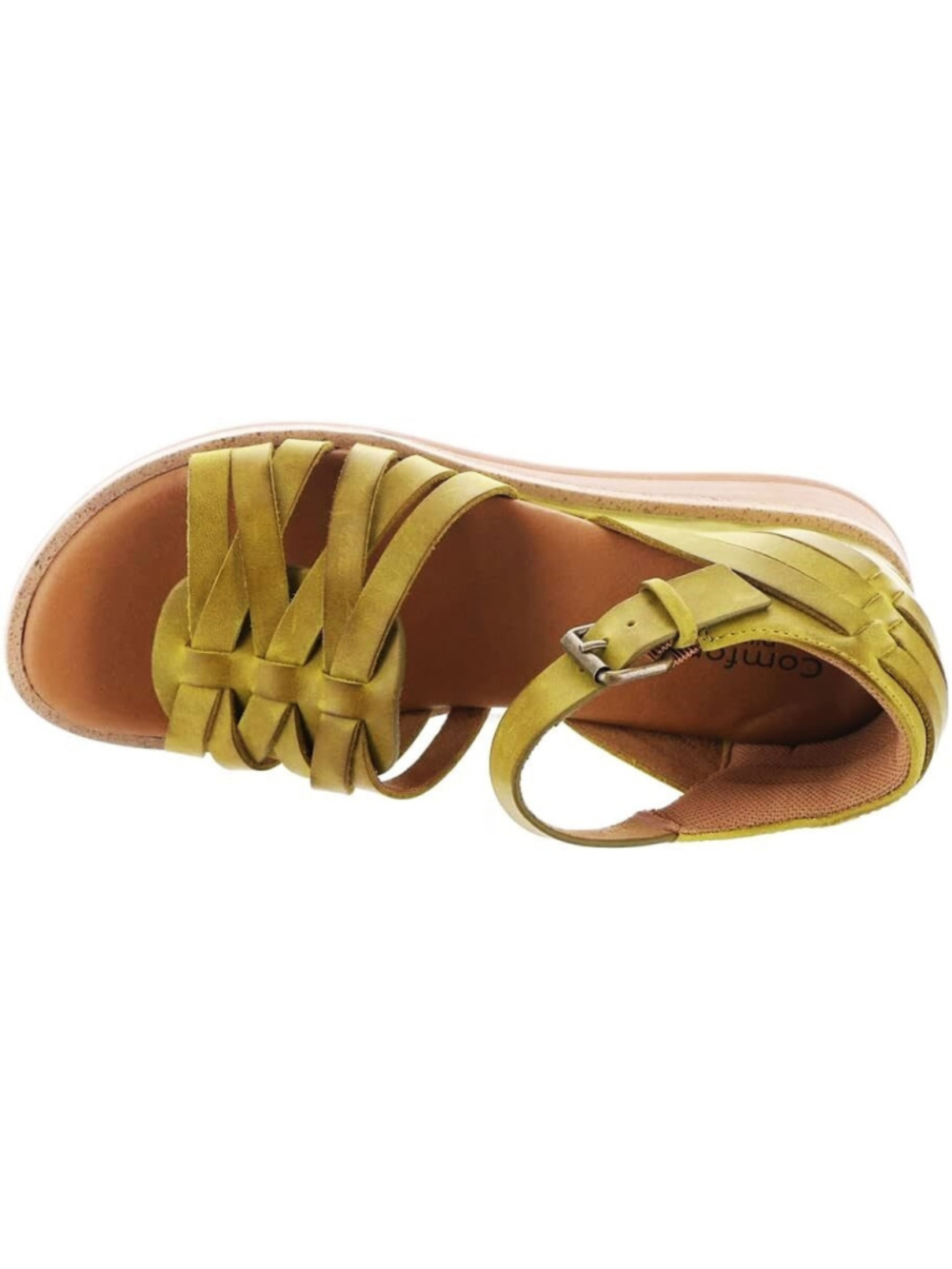 Comfortiva Marina Leather Strappy Low Wedge Sandals Citron Women's SIZE 10M NIB - Picture 6 of 10